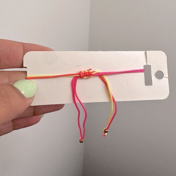 Pink & Yellow Evil Eye Pull Cord Bracelet - Picture 4 of 4